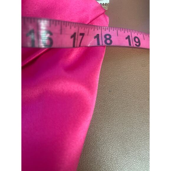 FORMAL PARTY SZ 10 L Hot Pink Bustier Satin Lace Up Mermaid Maxi Dress NEW b142 - Picture 5 of 7